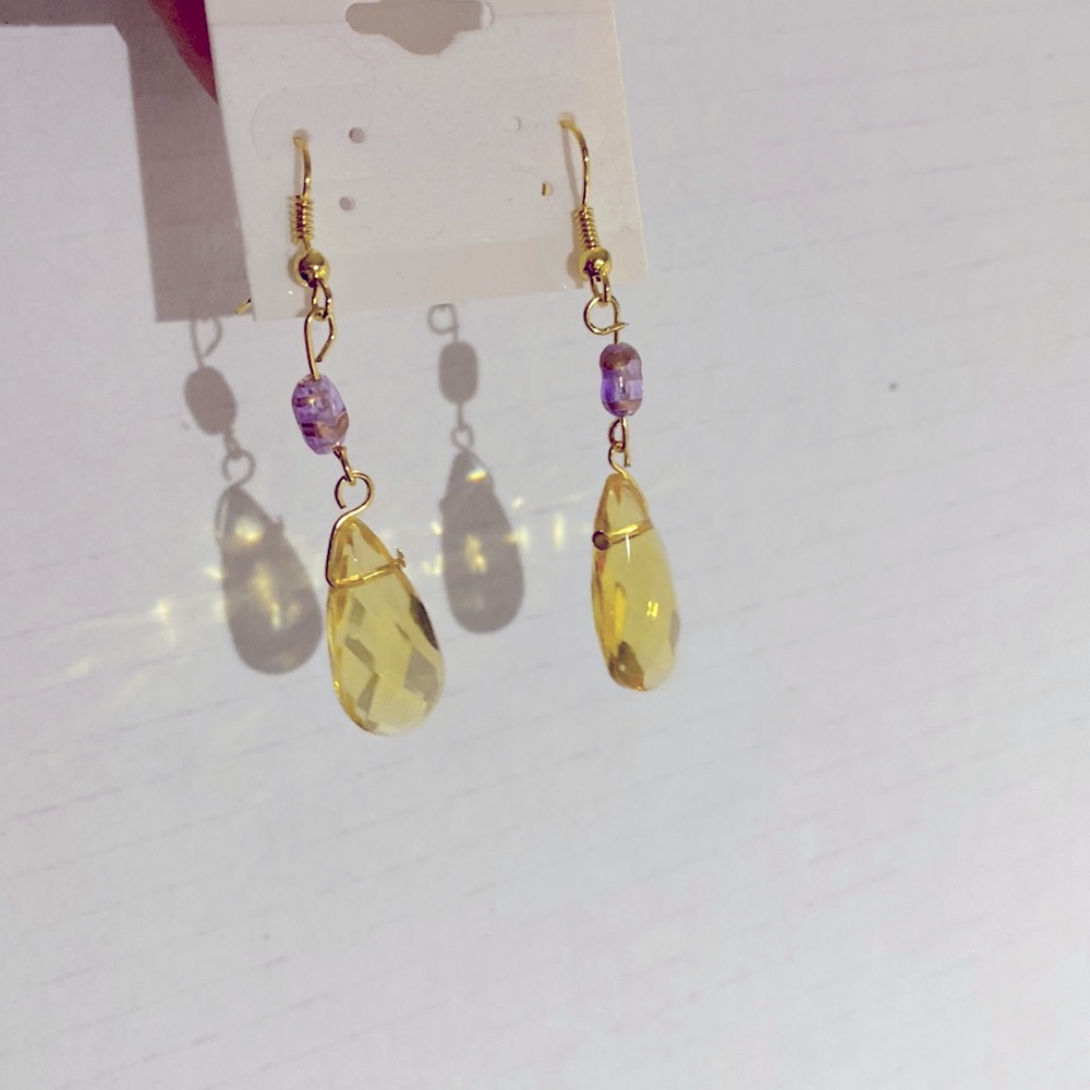 Yellow & Lilac Earrings Handcrafted